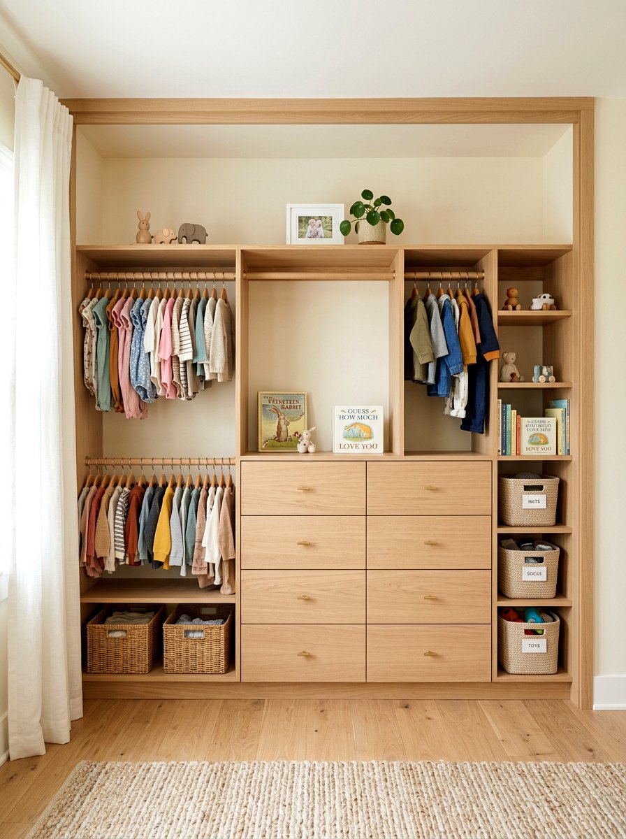Built in dresser drawers - 30 kids closet system ideas
