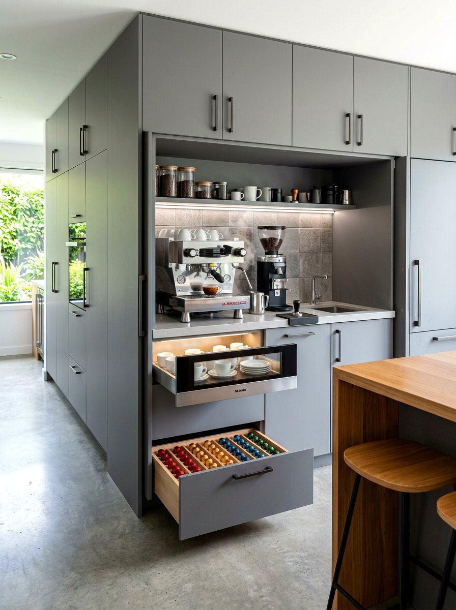 Built in espresso station - 30 beverage pantry ideas