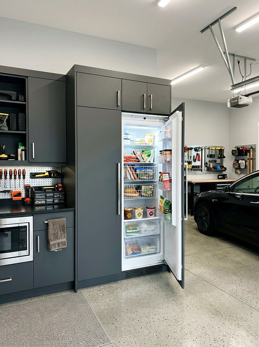 Built in freezer cabinet - 30 garage freezer corner ideas