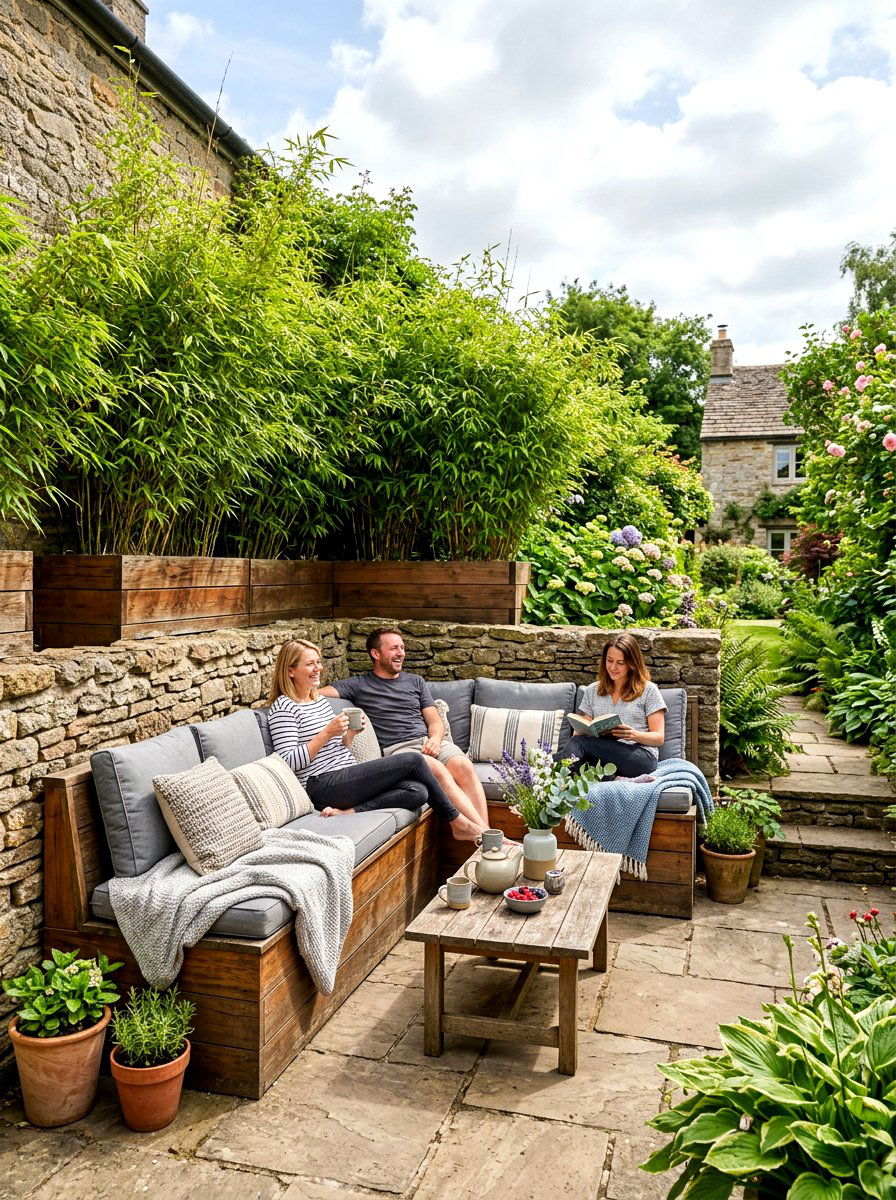 Built in garden seating - 30 courtyard garden ideas