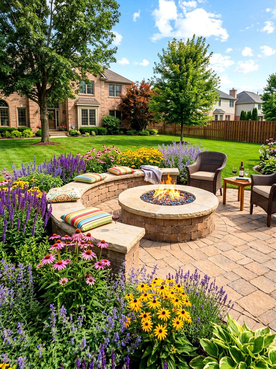 Built in gas fire pit - 30 gas fire lounge patio ideas