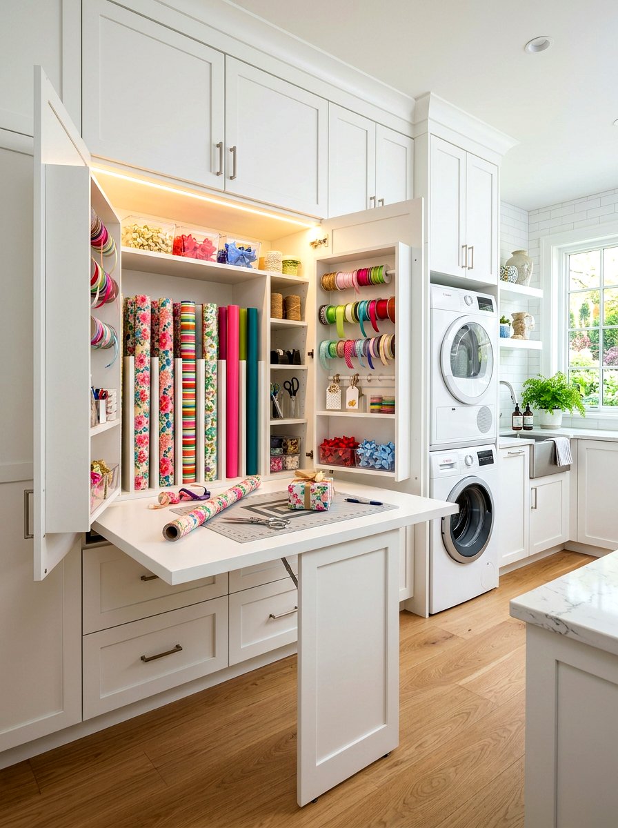 Built in gift wrap cabinet - 30 gift wrapping station ideas
