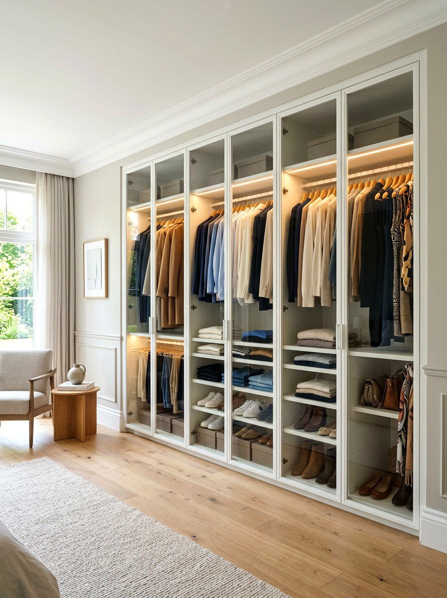 Built in glass closet - 30 glass front closet ideas