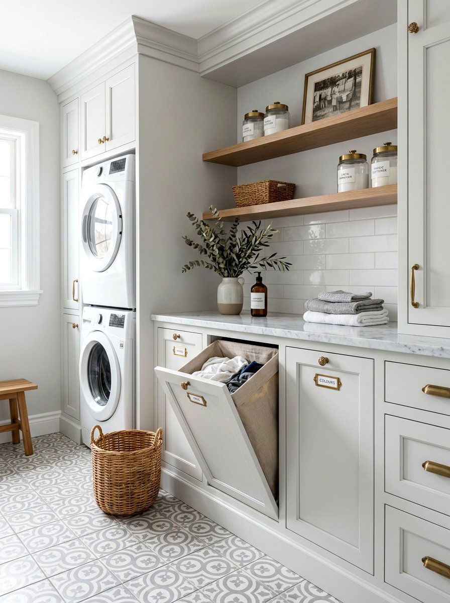 Built in hamper laundry room - 30 vintage laundry room ideas
