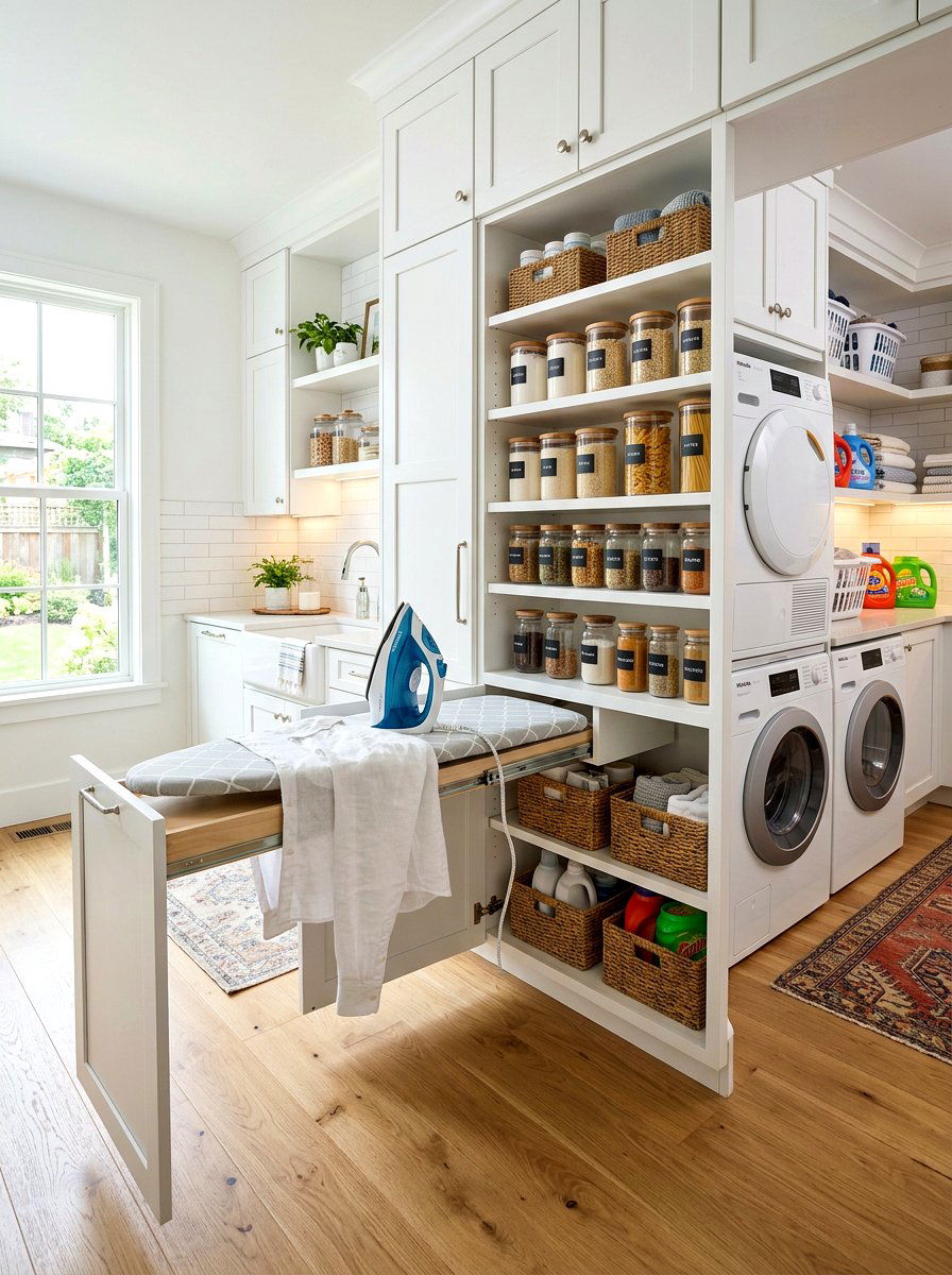 Built in ironing board pantry - 30 laundry room pantry combo ideas
