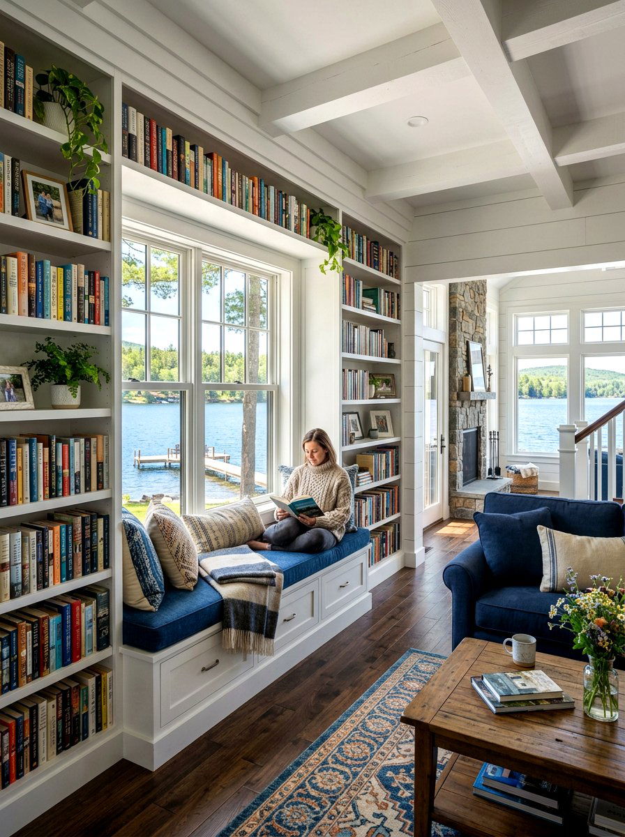 Built in lake house - 30 lake house living room ideas