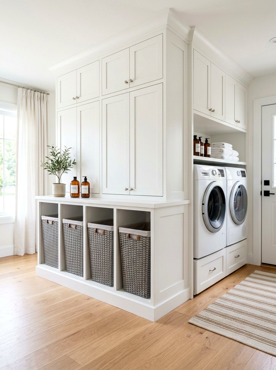 Built in laundry basket storage - 30 modern laundry room ideas