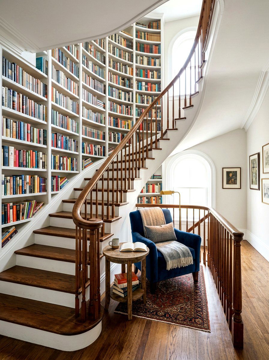 Built in library - 30 staircase wall ideas