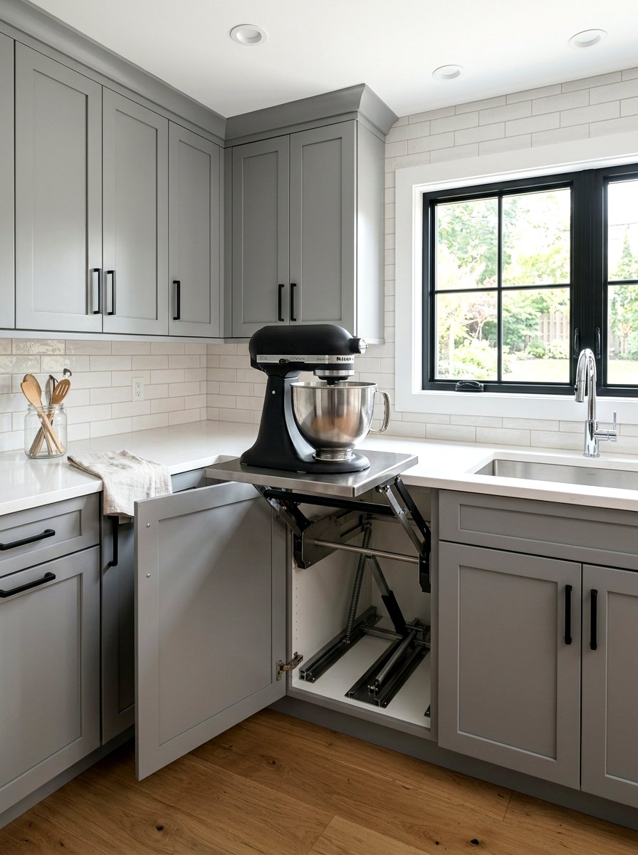 Built in mixer lift - 30 baking corner ideas