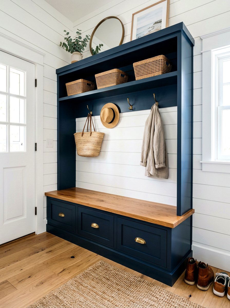 Built in mudroom bench with storage - 30 organizing a mudroom ideas