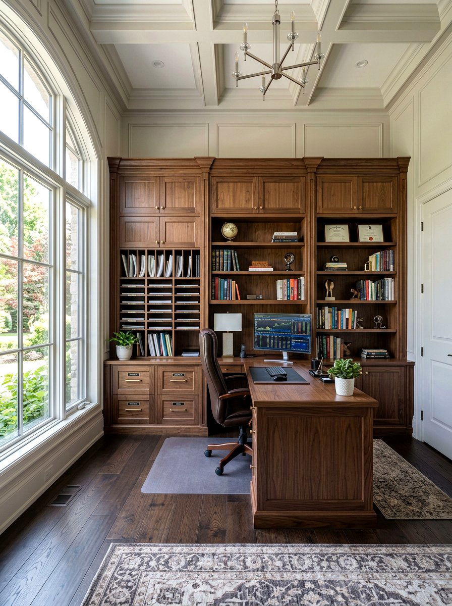 Built in office cabinets - 30 paper clutter organization ideas