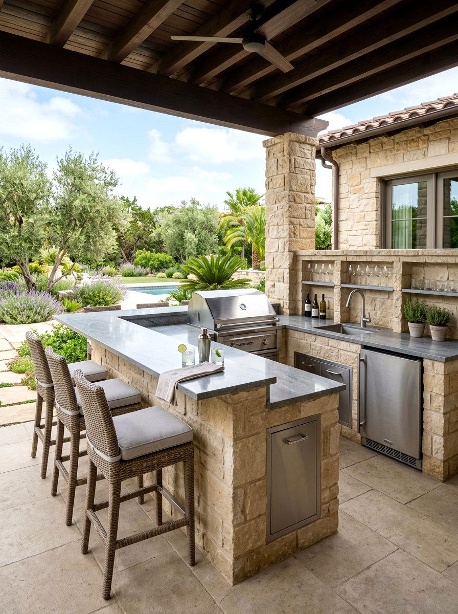 Built in outdoor kitchen bar - 30 drink station patio ideas