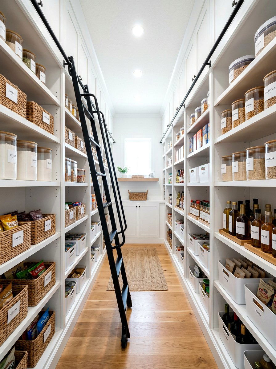 Built in pantry ladder - 30 library ladder kitchen ideas