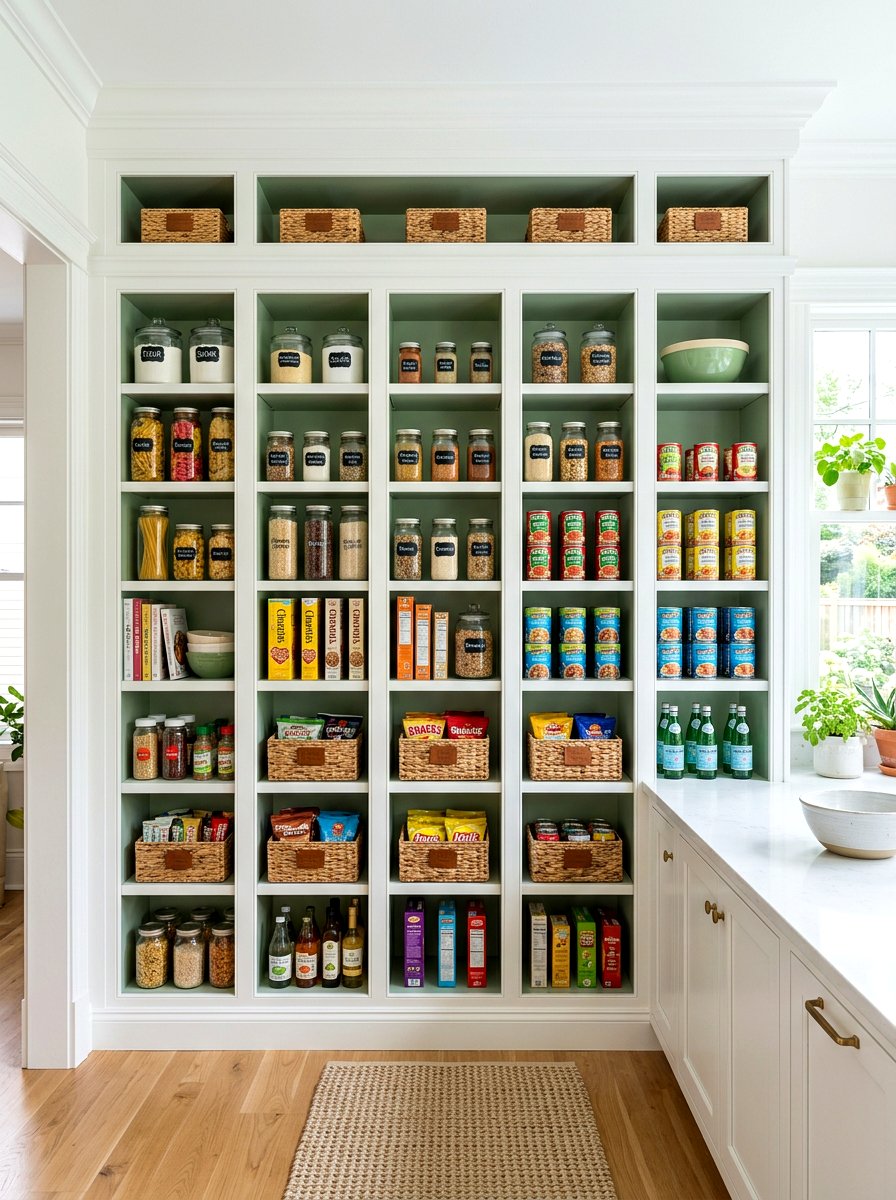 Built in pantry wall shelving - 30 pantry with open shelving ideas