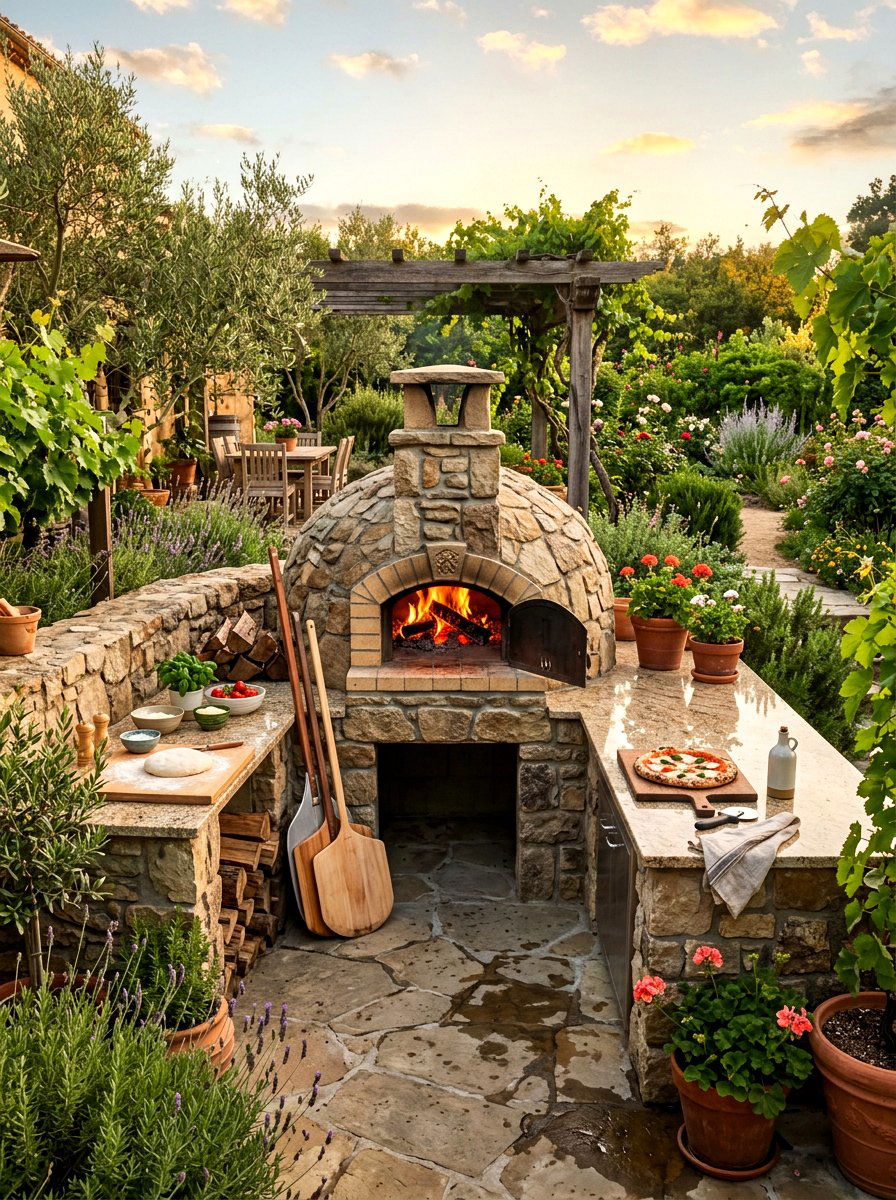 Built in pizza oven patio - 30 patio cooking area ideas
