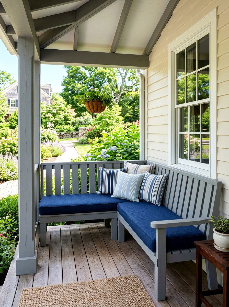 Built in porch corner bench - 30 front porch seating nook ideas
