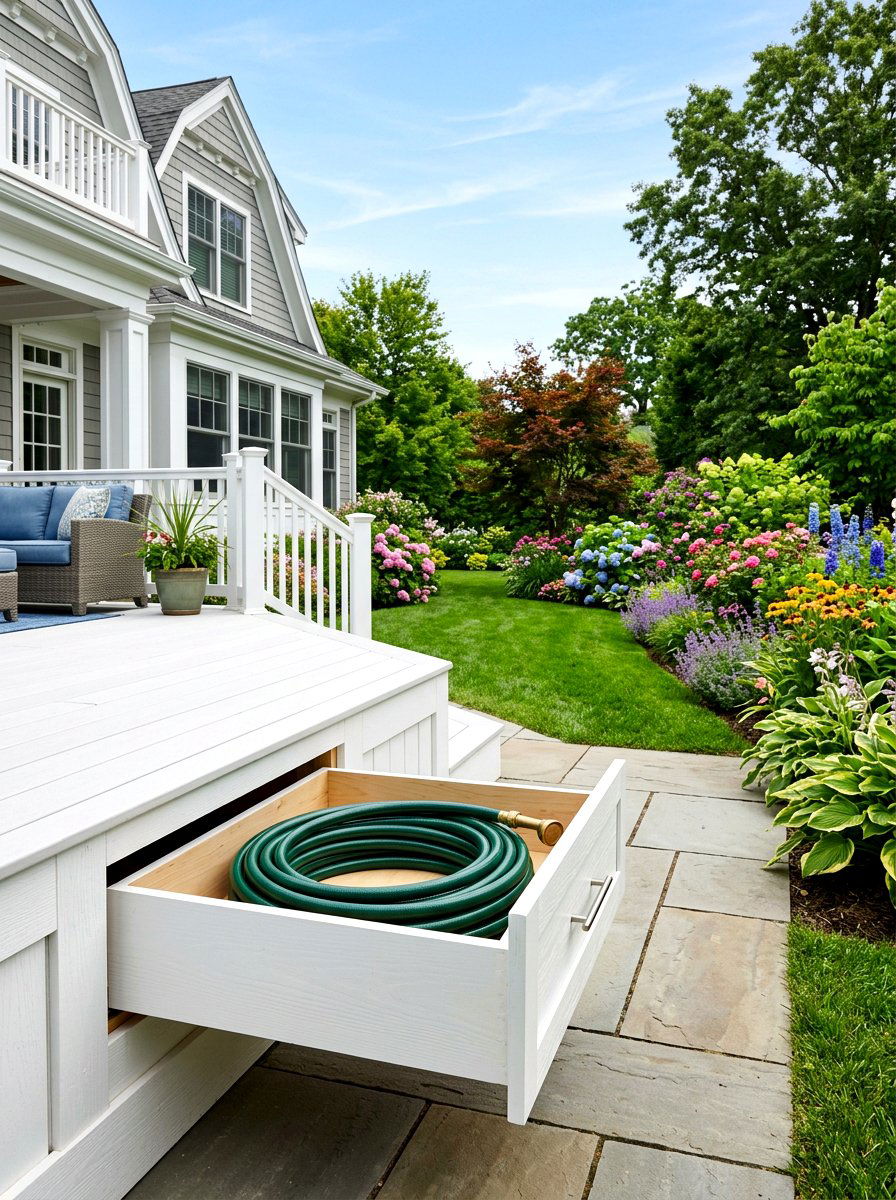 Built in porch hose drawer - 30 hose reel hideaway ideas