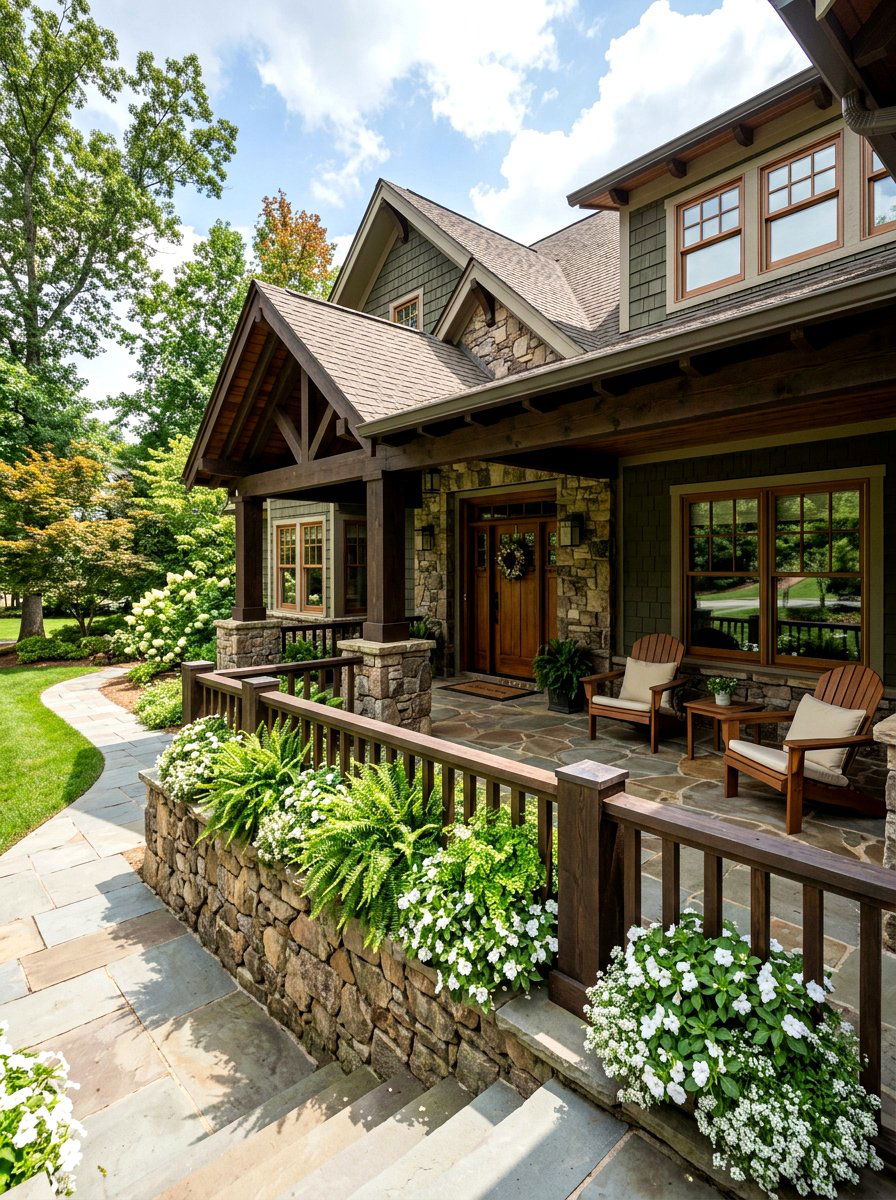 Built in porch planters - 30 craftsman front porch ideas