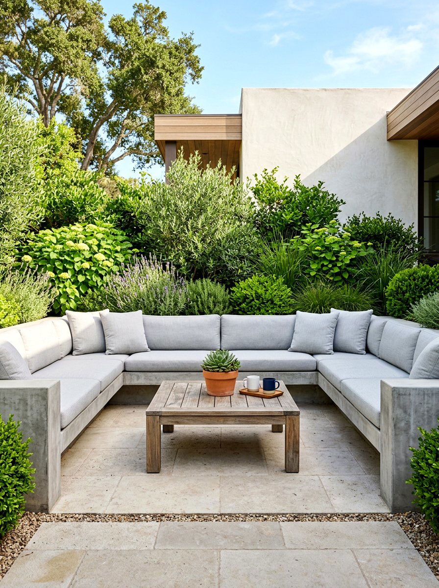 Built in seating courtyard - 30 enclosed courtyard ideas
