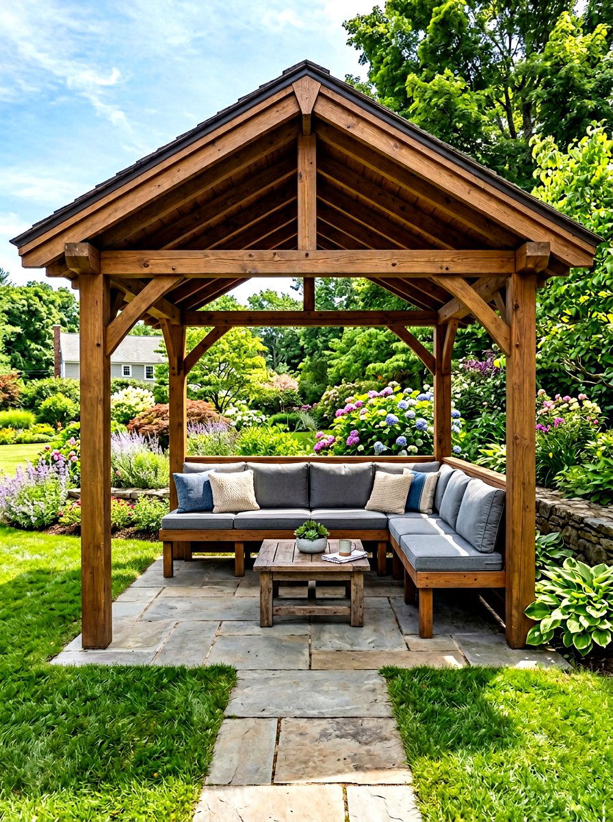 Built in seating gazebo - 30 modern gazebo ideas