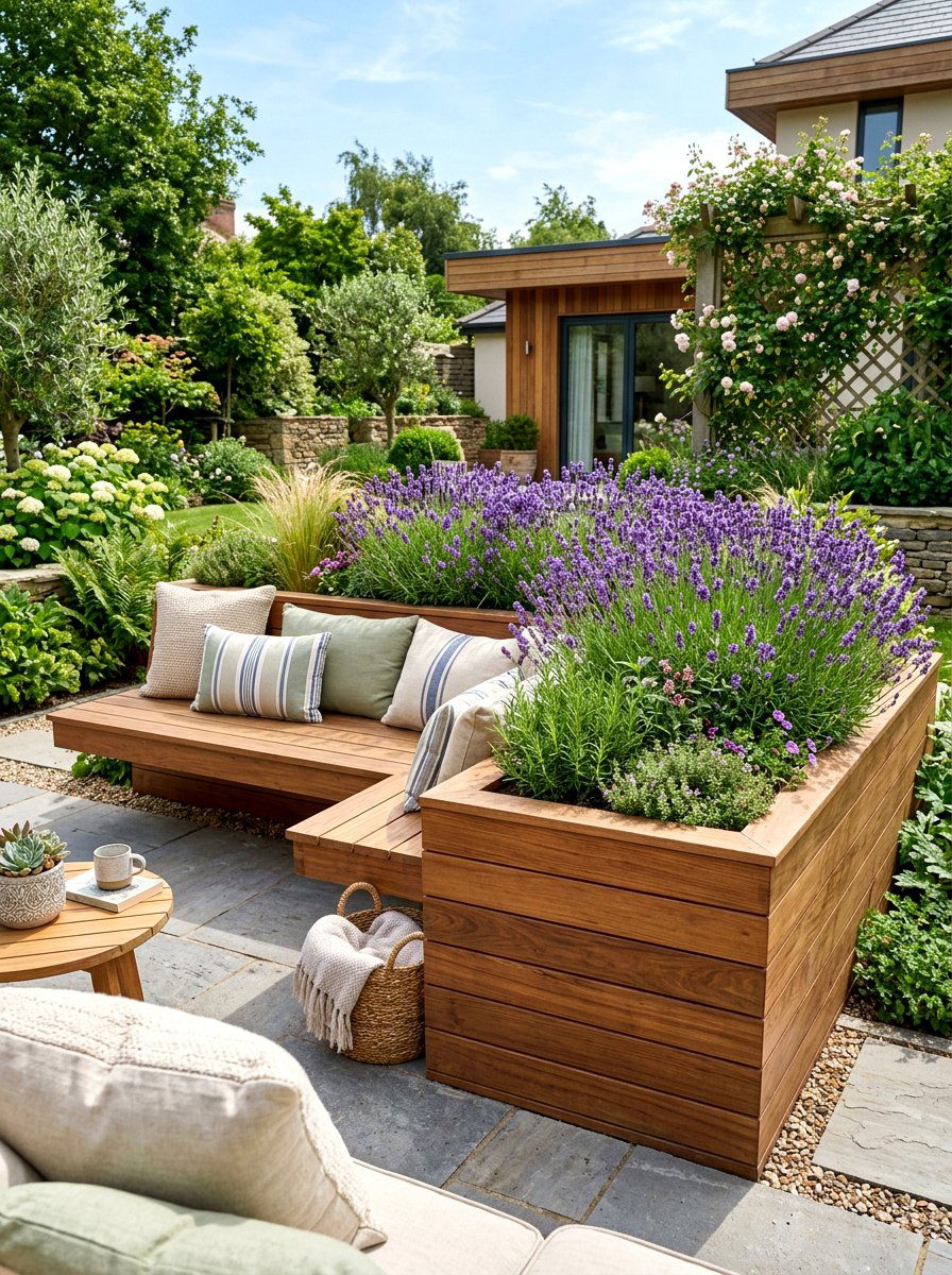 Built in seating raised bed - 30 modern raised bed ideas