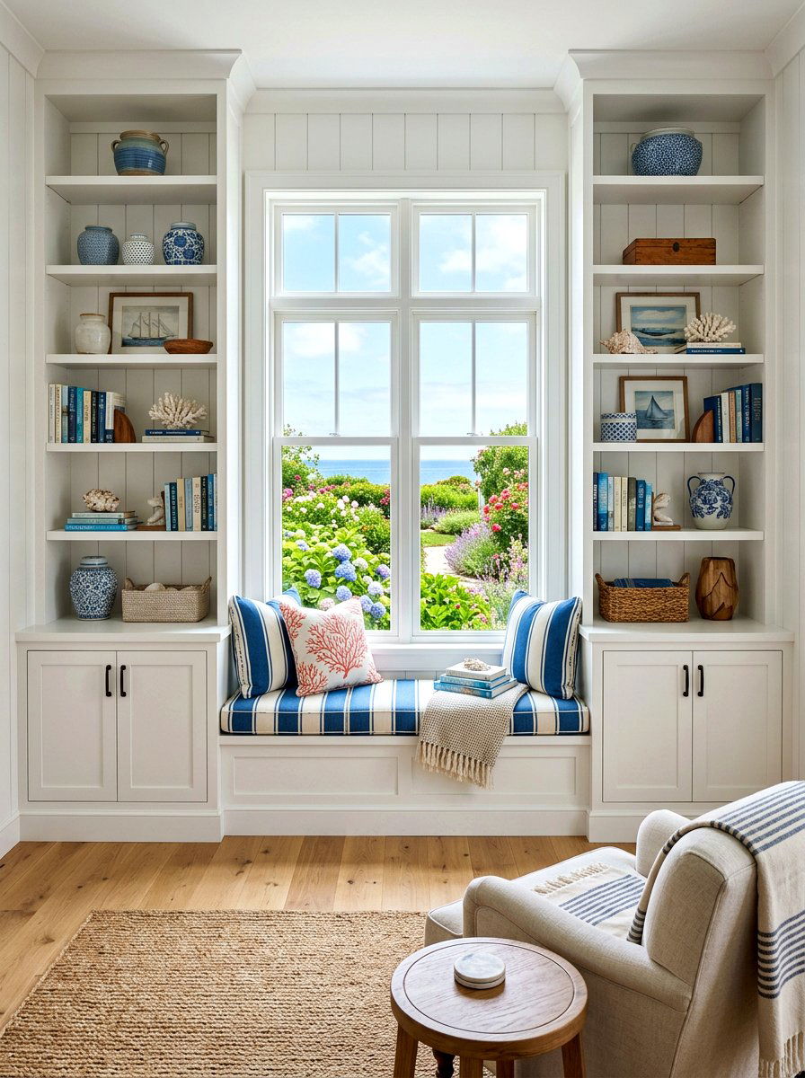 Built in shelving around window - 30 library wall ideas