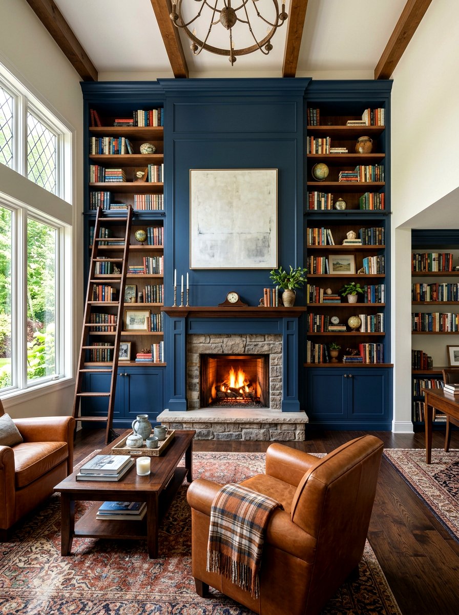 Built in shelving fireplace - 30 living room fireplace ideas