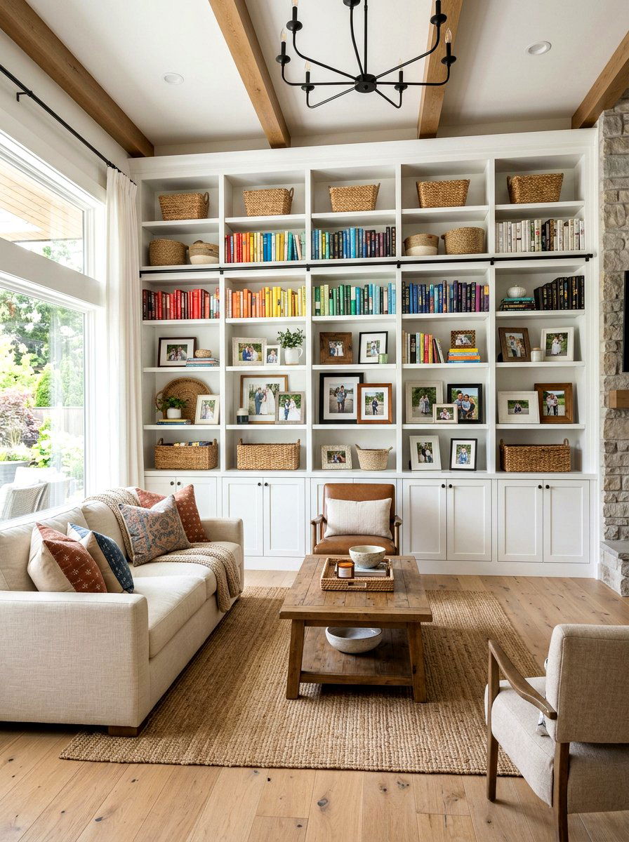 Built in shelving - 30 family friendly living room storage ideas