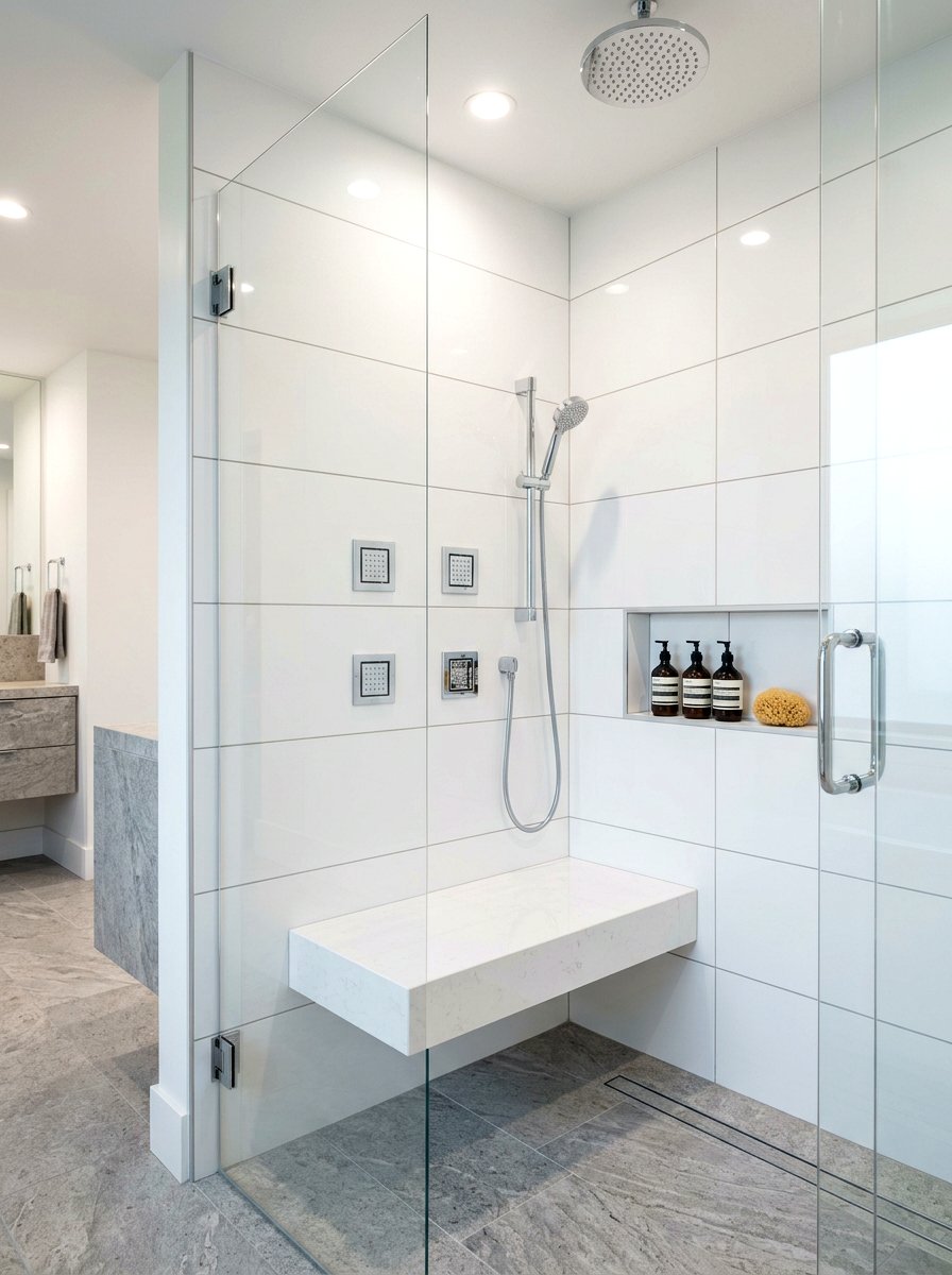 Built in shower bench - 30 spa shower bathroom ideas
