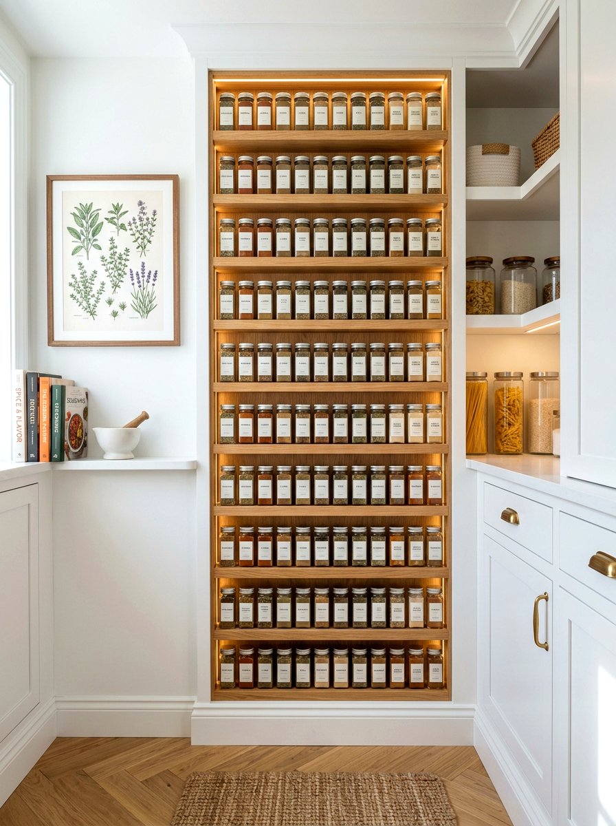Built in spice rack - 30 reach in pantry ideas