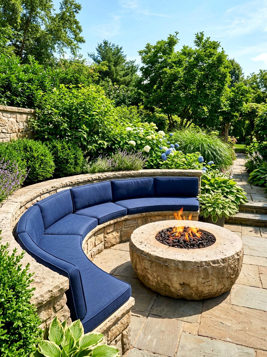 Built in stone bench seating - 30 patio conversation area ideas