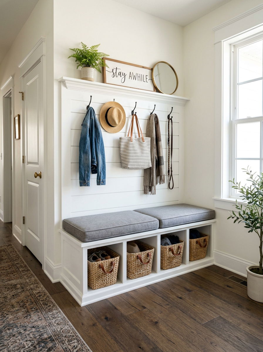 Built in storage bench - 30 small entryway ideas