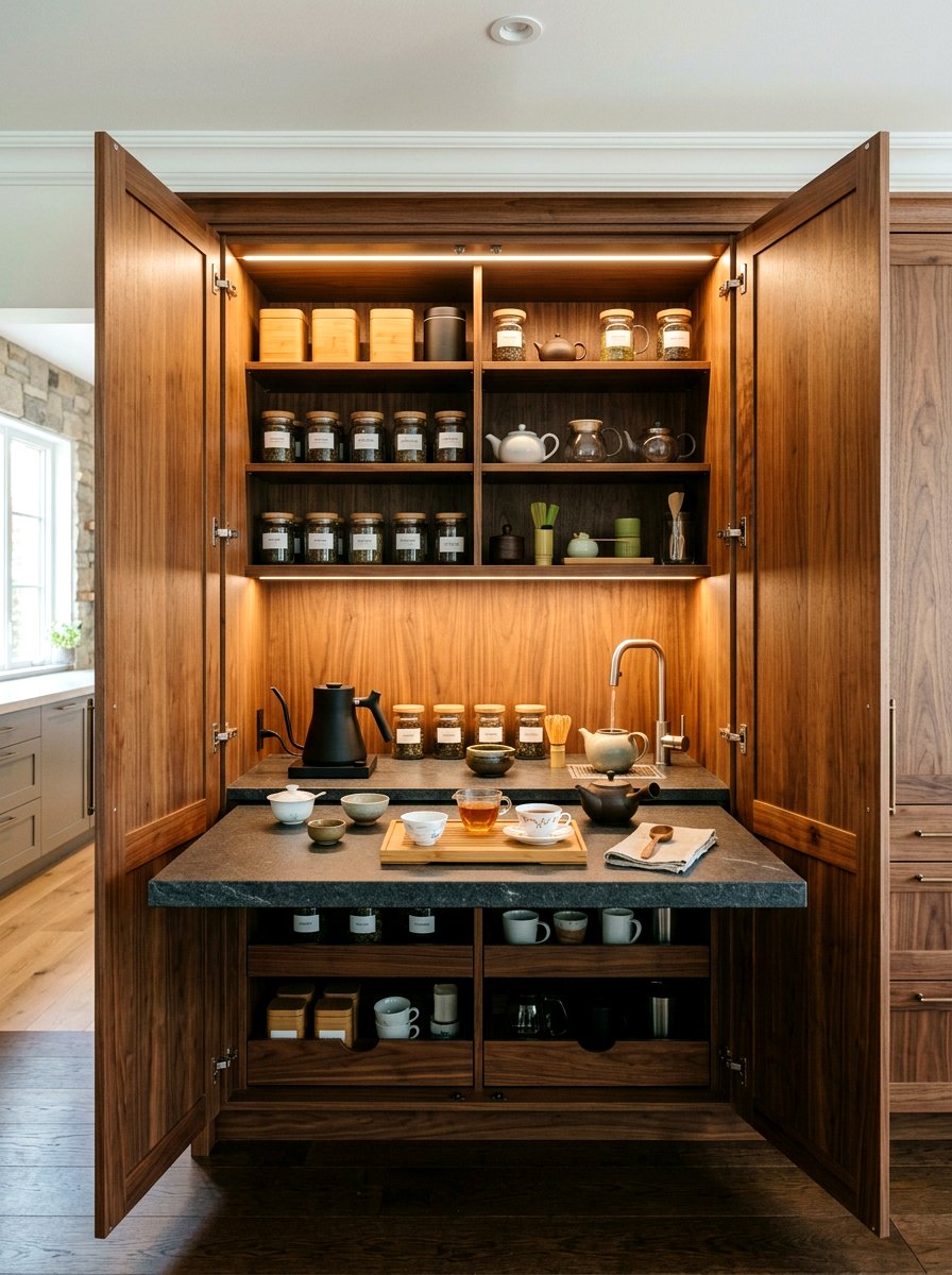 Built in tea cupboard - 30 hidden tea pantry ideas