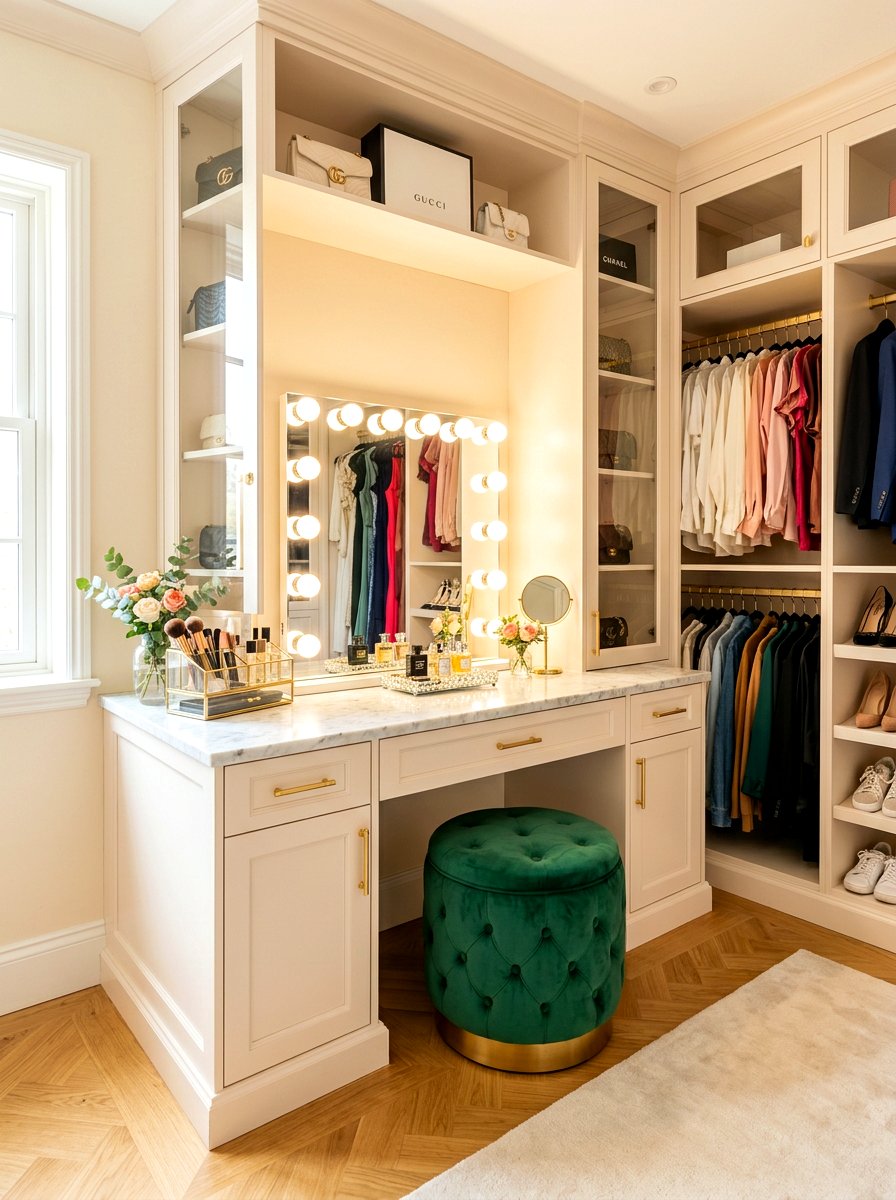 Built in vanity desk - 30 aesthetic closet organization ideas