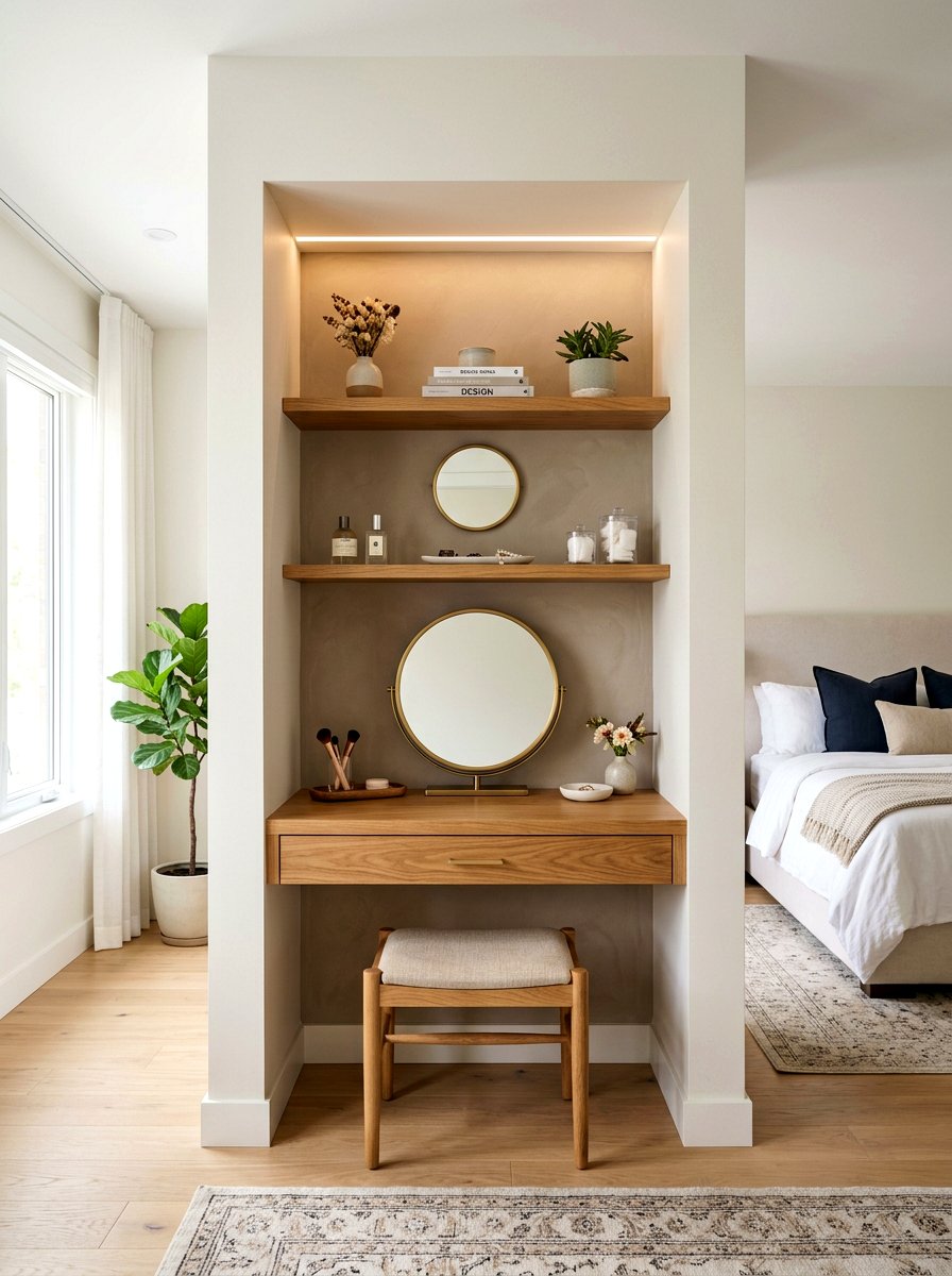 Built in vanity nook - 30 bedroom vanity corner ideas