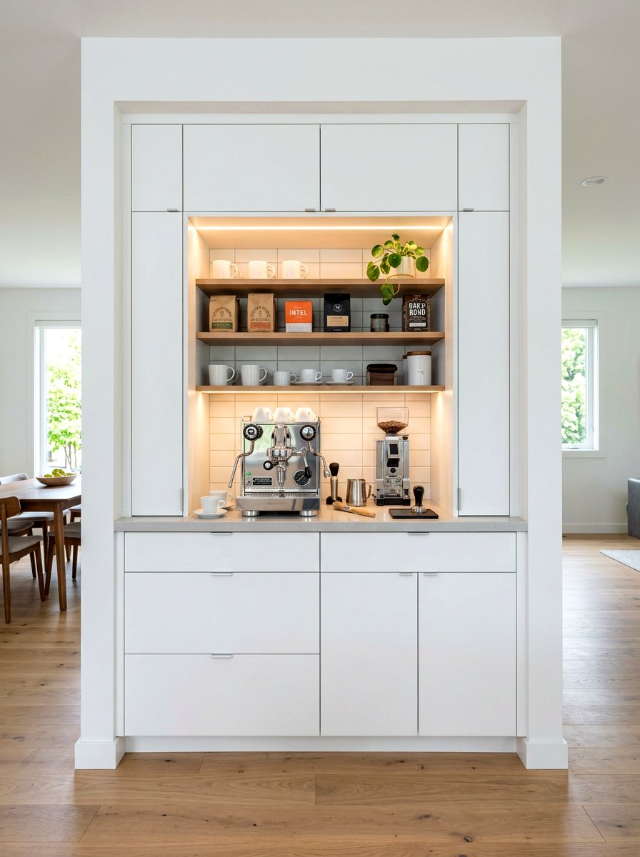 Built in wall coffee station - 30 office coffee corner ideas
