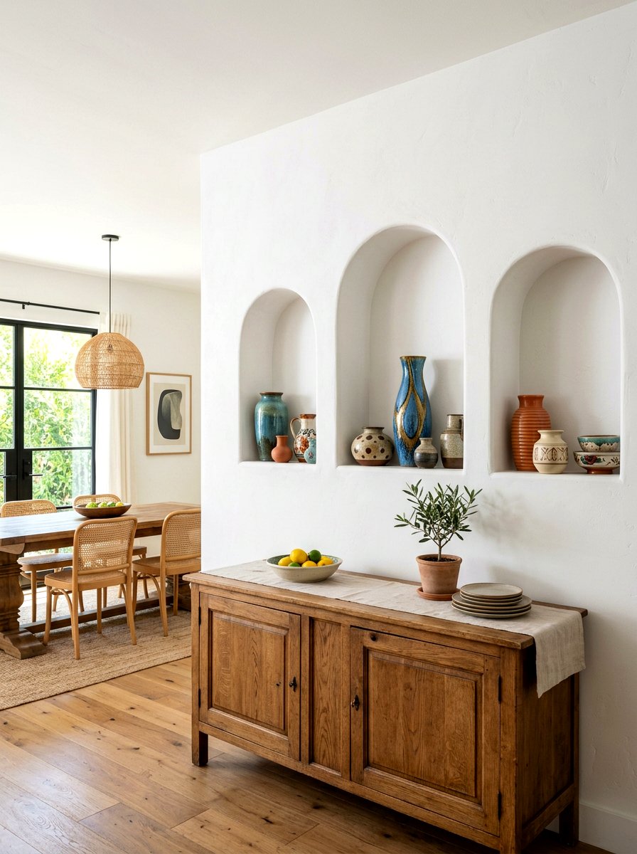 Built in wall niches - 30 Mediterranean dining room ideas