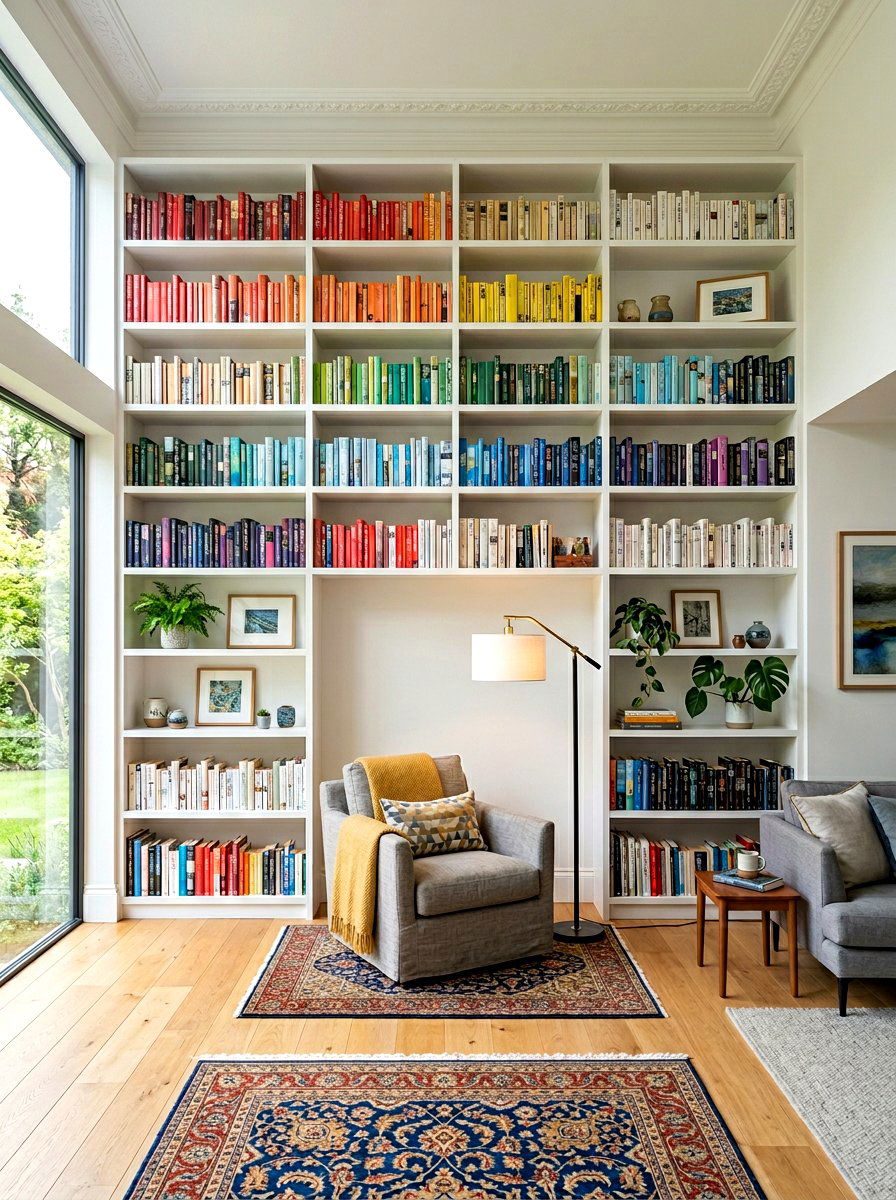 Built in wall shelves - 30 book nook ideas