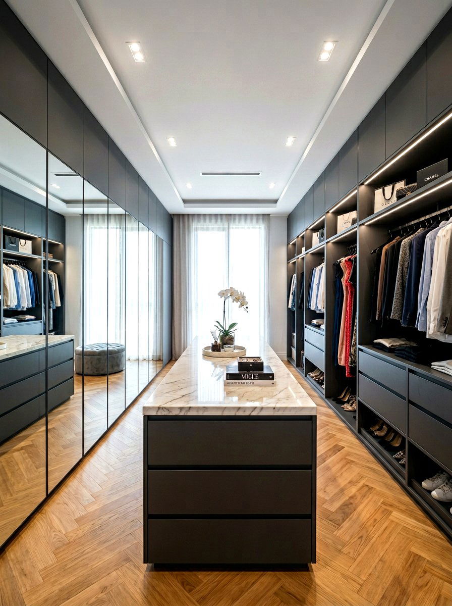 Built in wardrobe mirror - 30 dressing room mirror ideas