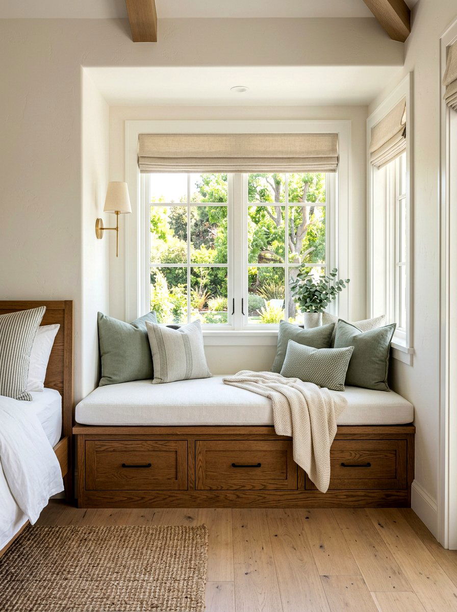 Built in window seat - 30 bedroom alcove seating ideas