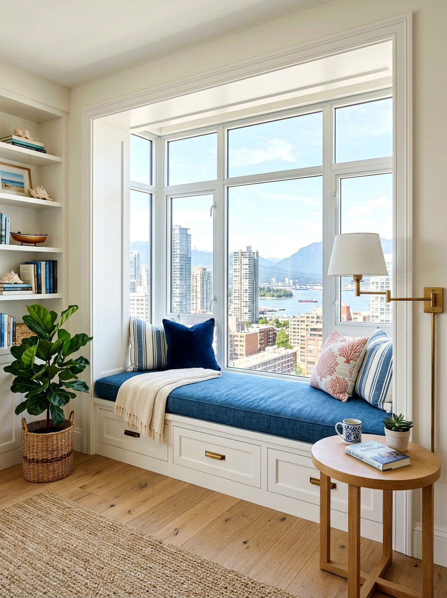 Built in window seat - 30 stylish small apartment ideas
