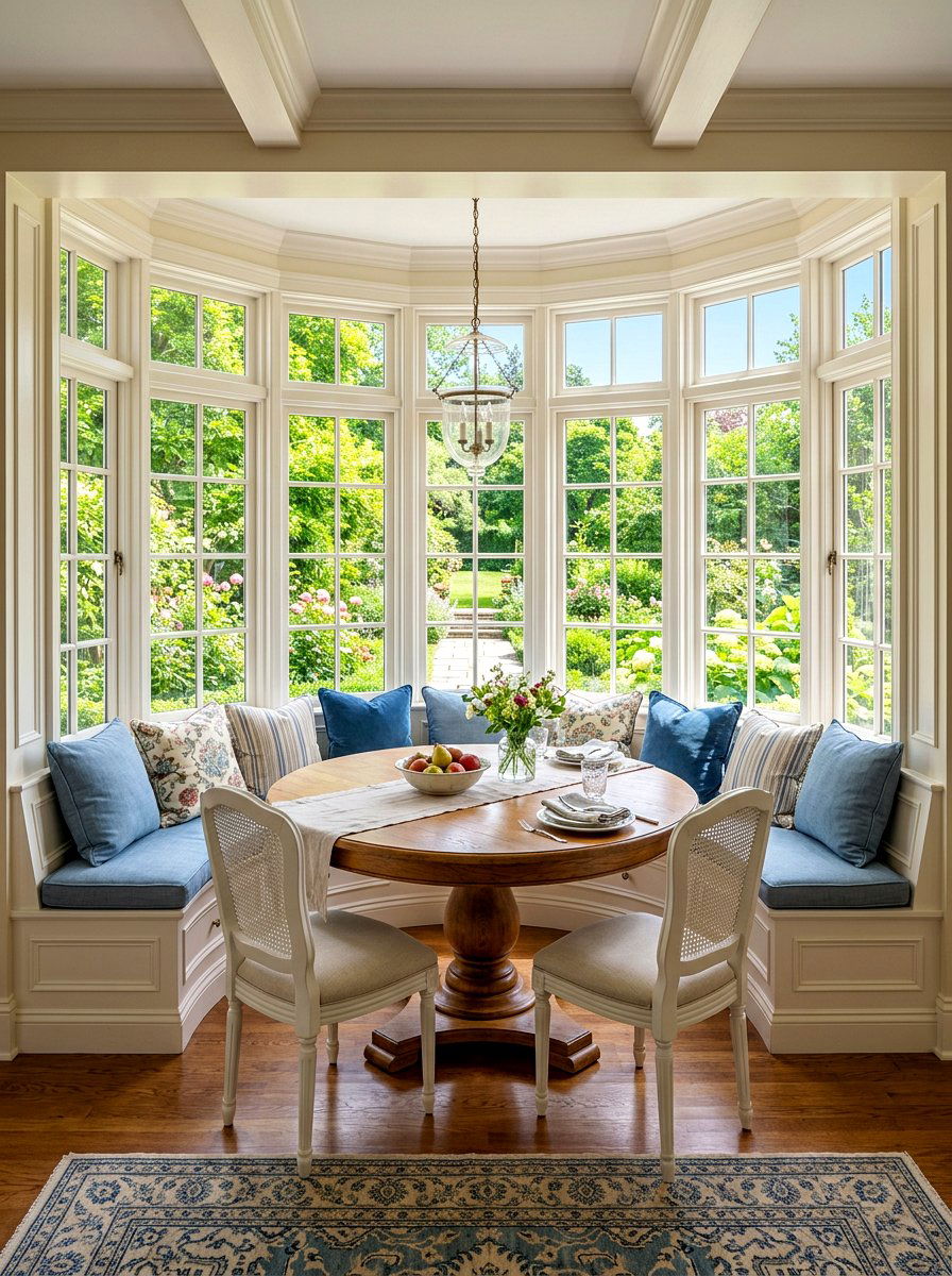 Built in window seat dining - 30 curved banquette dining ideas
