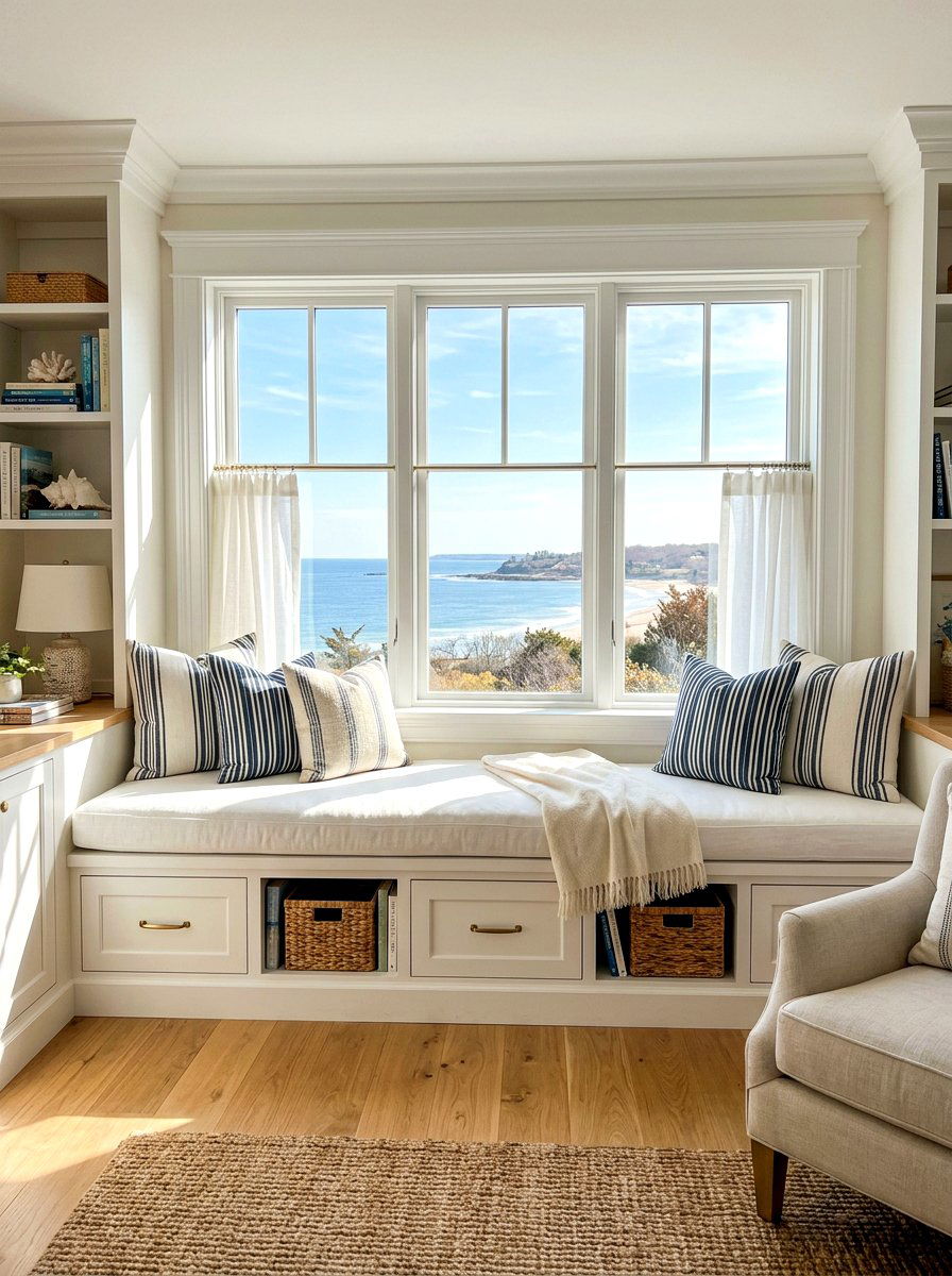 Built in window seat storage - 30 small living room ideas