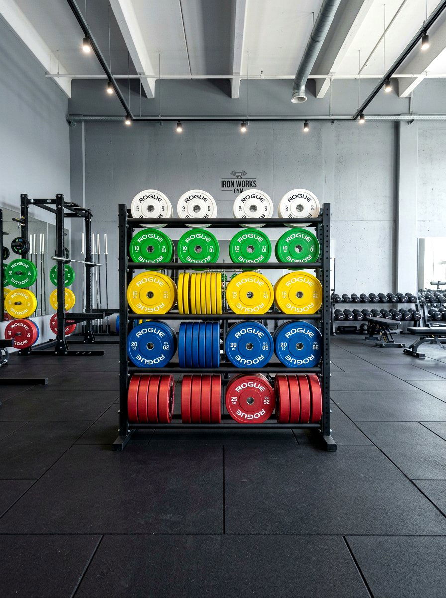 Bumper plate storage rack - 30 garage gym ideas