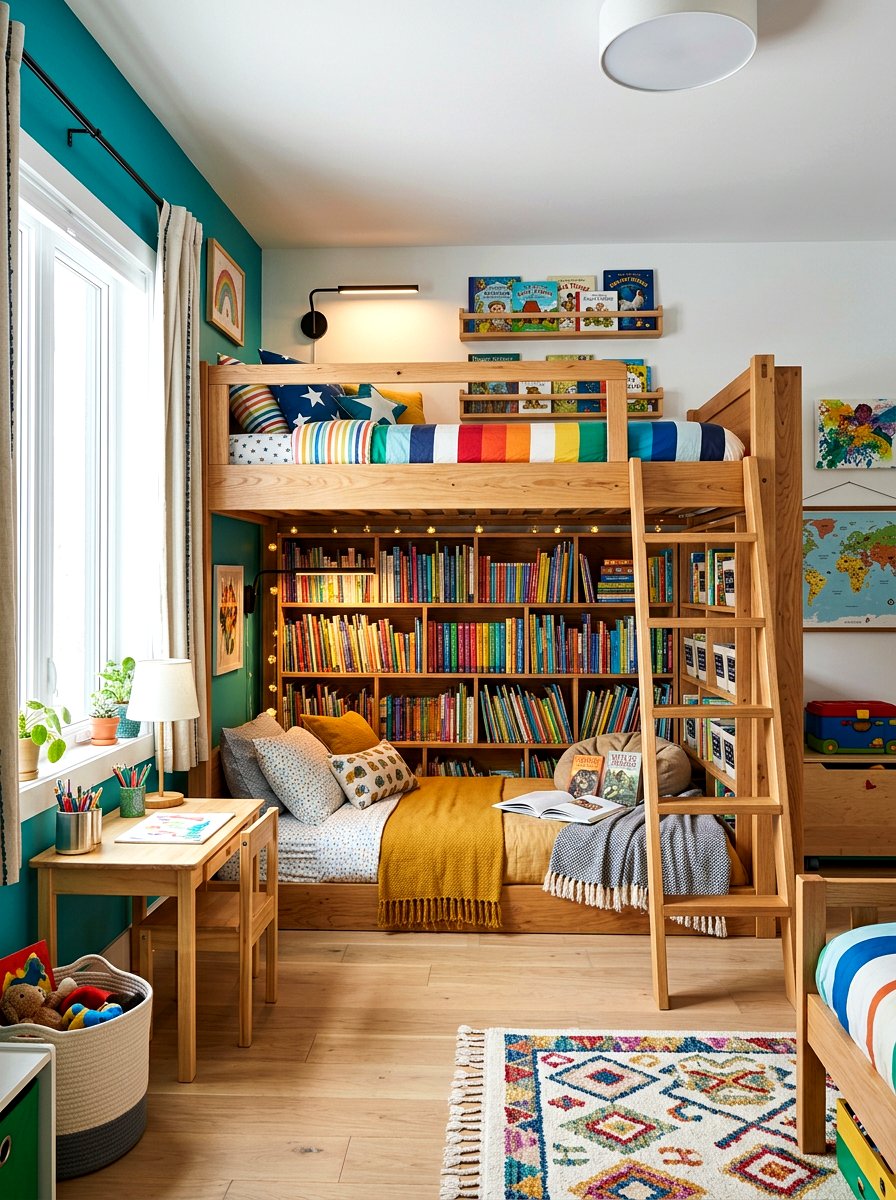 Bunk Bed Library - 30 library kids room ideas