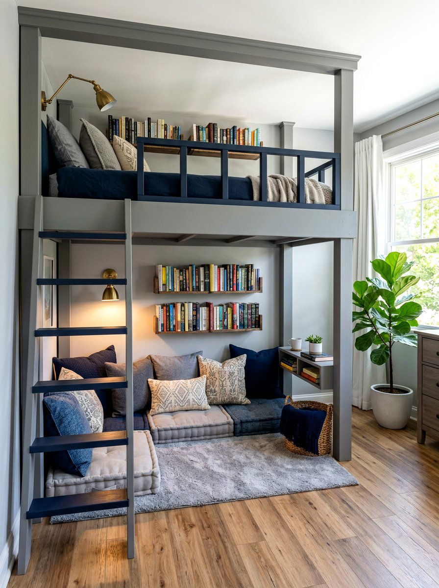 Bunk Bed Reading Loft - 30 kids reading nook ideas