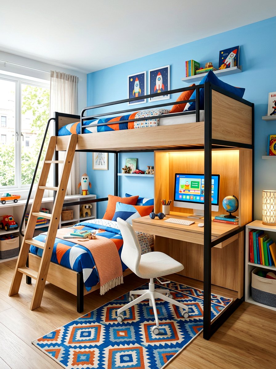 Bunk Bed Study Station - 30 homework station ideas