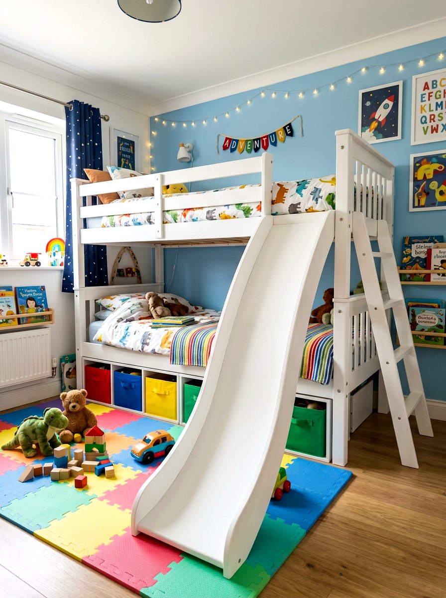 Bunk Bed With Slide - 30 bunk room aesthetic ideas