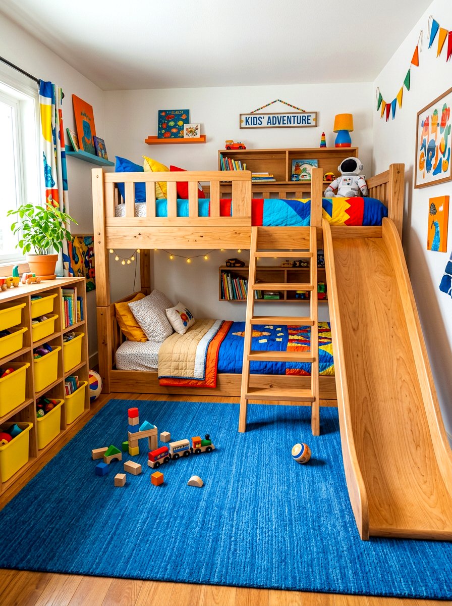 Bunk Bed With Slide - 30 creative kids room ideas