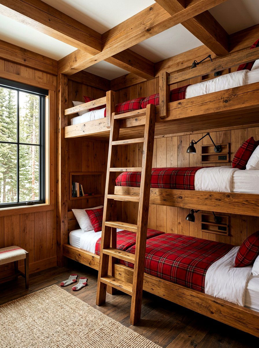 Bunk bed cabin bedroom - 30 mountain cabin bedroom ideas